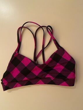 K-DEER Hot Pink Plaid Strappy Sports Bra – EUC – Medium